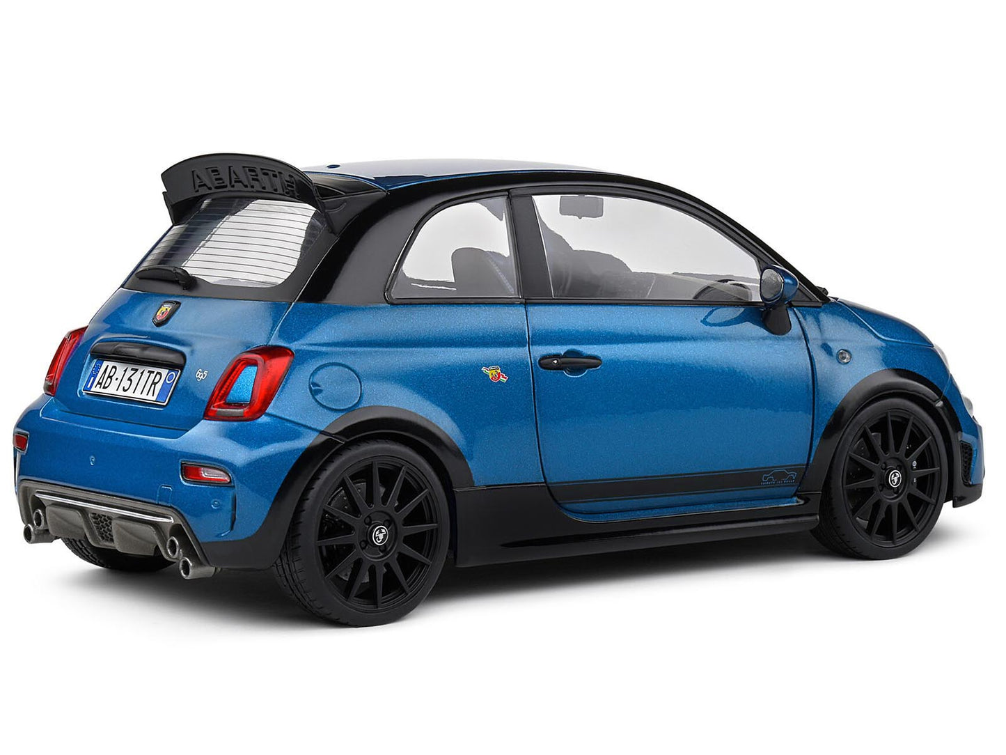 2022 Fiat 695 Abarth Podium Blue Metallic Black 1/18 Diecast Model Car - Solido
