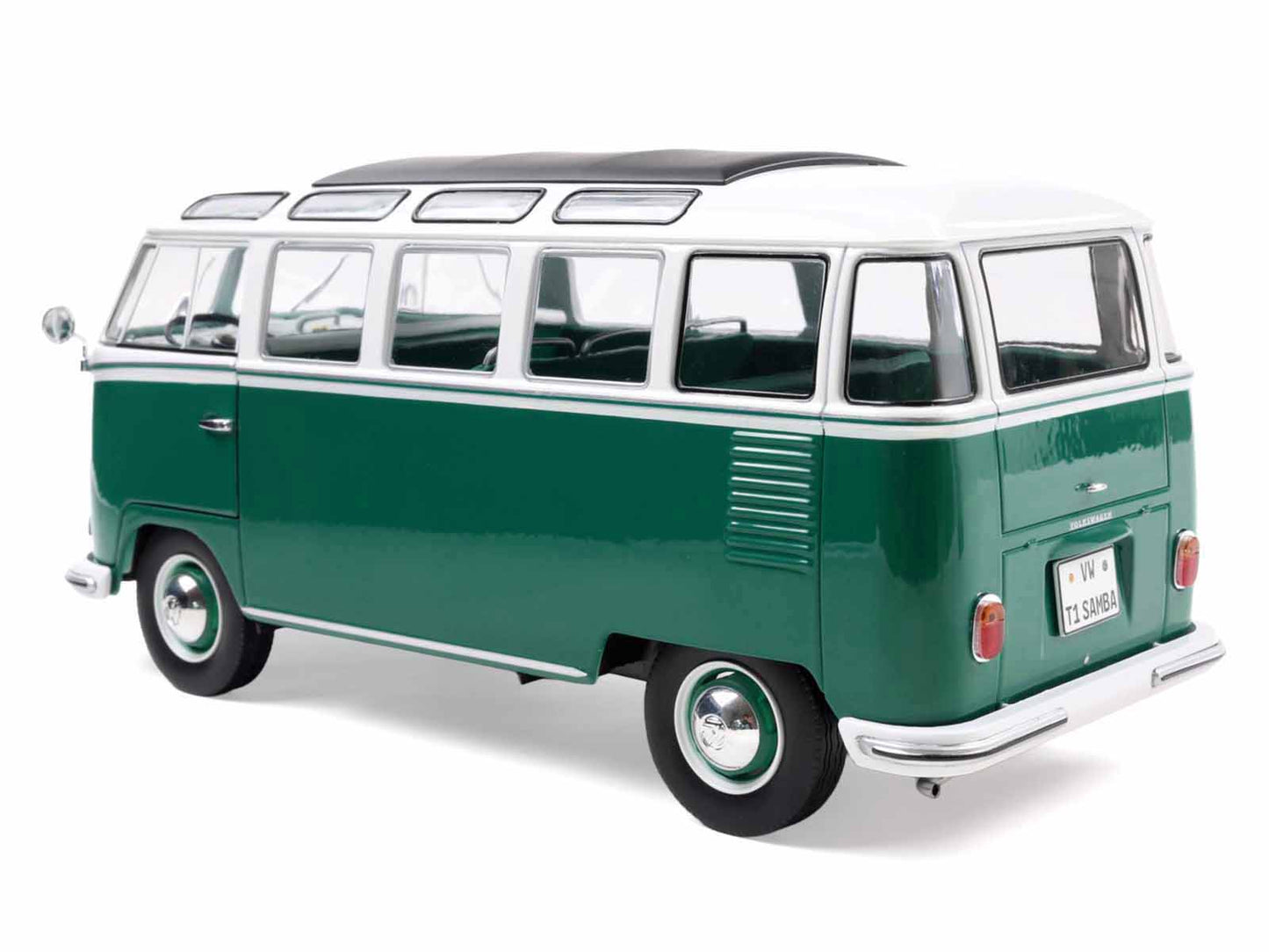 1962 Volkswagen T1 Samba Bus Green and White 1/18 Diecast Model Car by Solido