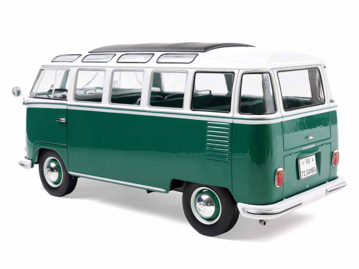 1962 Volkswagen T1 Samba Bus Green and White 1/18 Diecast Model Car - Solido