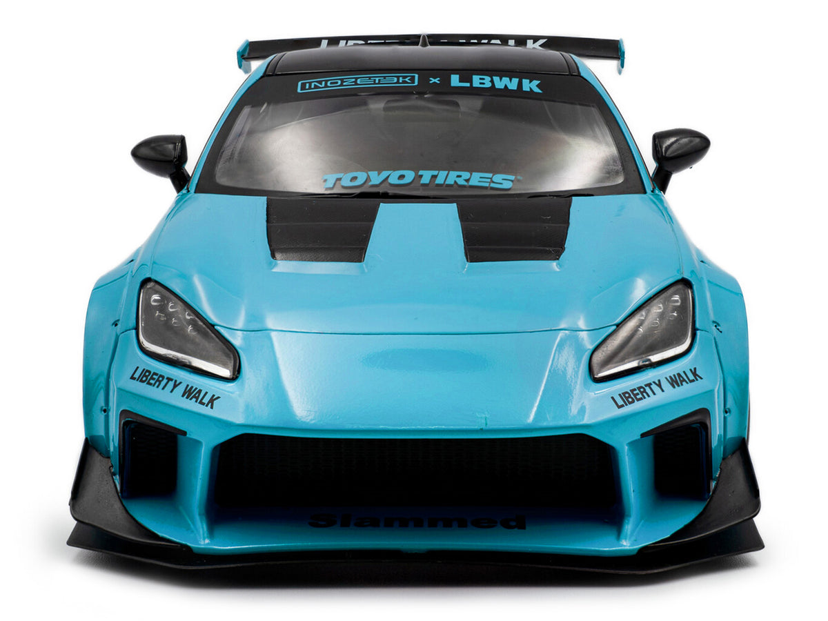 2024 Toyota GR86 LBWK Body Kit RHD Baby Blue Black 1/18 Scale Model Kit - Solido