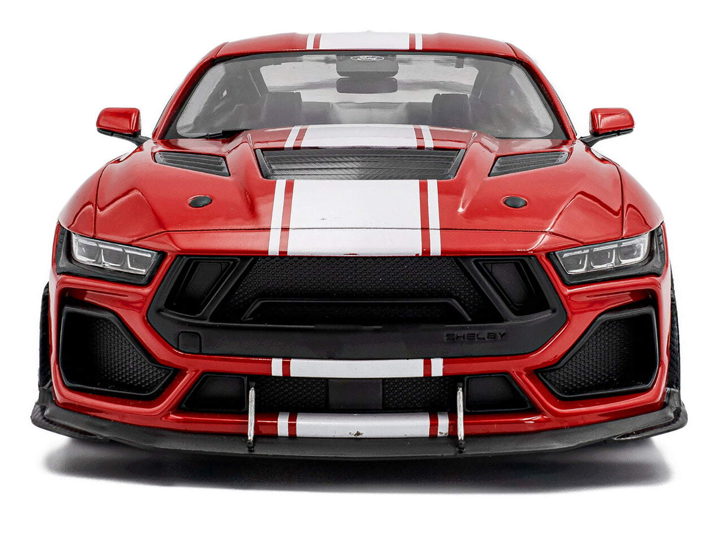 2024 Ford Shelby Mustang Super Snake Race Red with White Stripes 1/18 Diecast Model Car by Solido