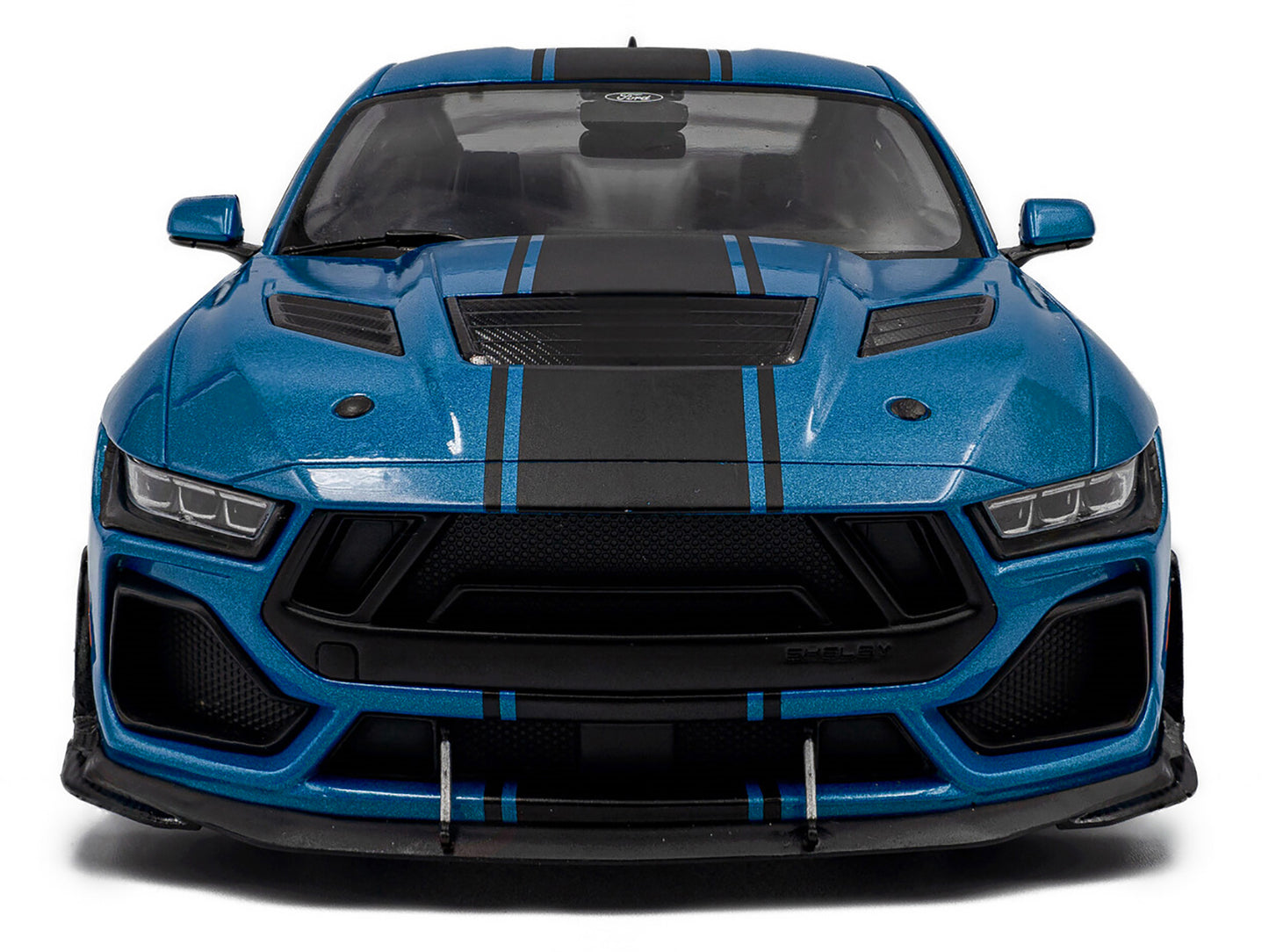 2024 Ford Shelby Mustang Super Snake Grabber Blue Metallic with Black Stripes 1/18 Diecast Model Car by Solido