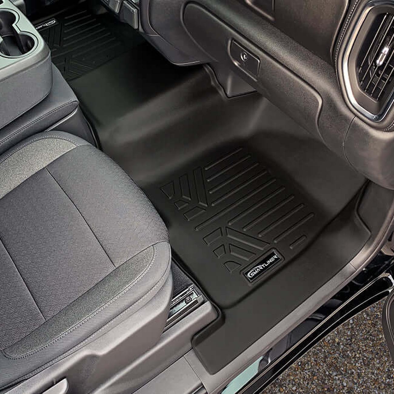 Smartliner Floor Liners Front/2nd Row 2019-2025 Silverado Crew Cab with Transmission Hump (Black)