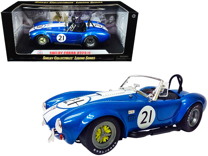 Shelby Cobra 427 S/C #21 Blue Metallic with White Stripes 1/18 Diecast