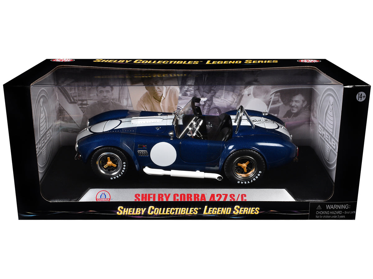 1965 Shelby Cobra 427 S/C Blue White Stripes Carroll Shelby Signed 1/18 Diecast