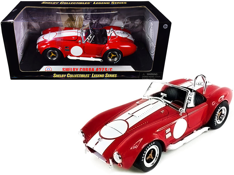 1965 Shelby Cobra 427 S/C Red White Stripes Carroll Shelby Signed 1/18 Diecast