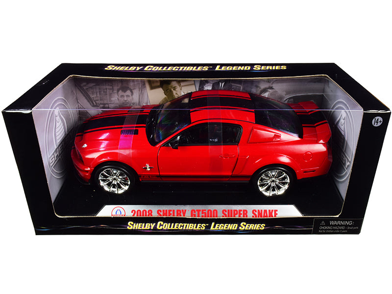 2008 Ford Shelby Mustang GT500 Super Snake Red with Black Stripes 1/18 Diecast