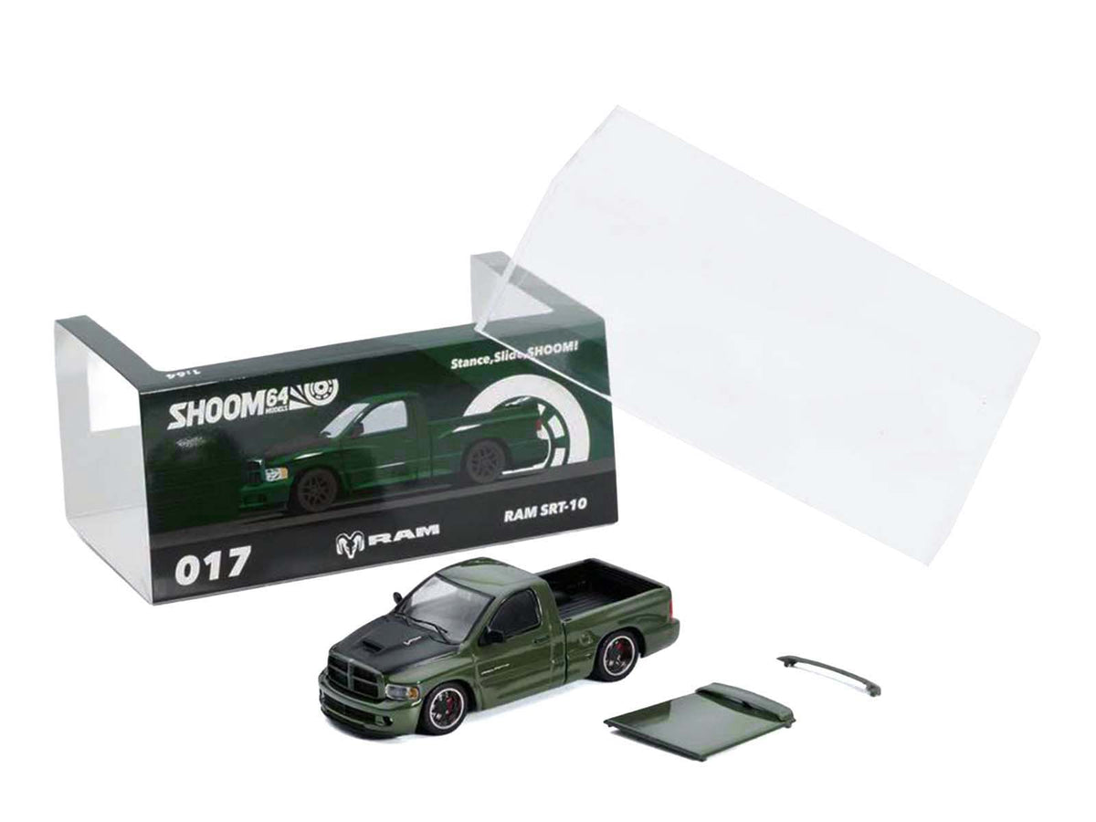2003 Dodge Ram SRT-10 Pickup Truck Green Metallic Matt Black Hood 1/64 Diecast