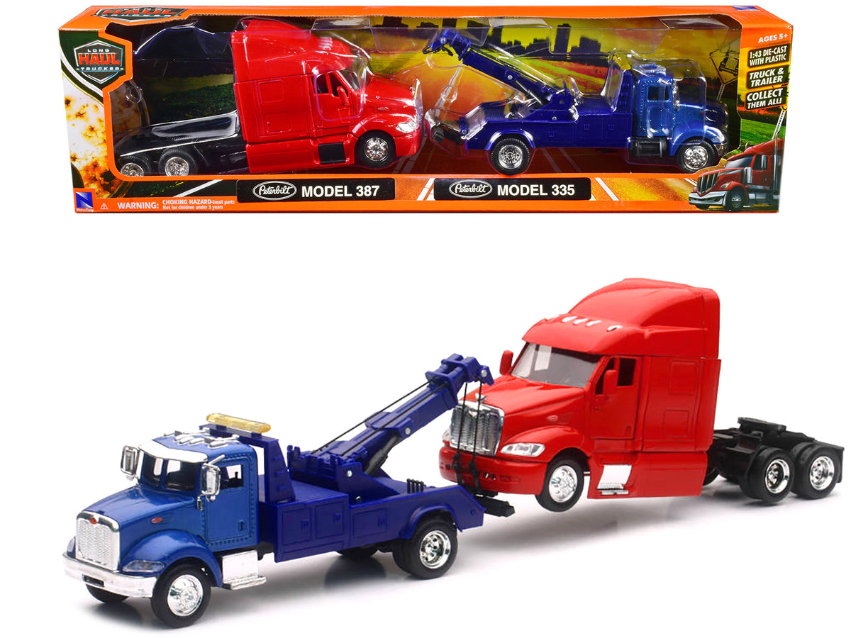 Peterbilt Model 335 Tow Truck Blue Peterbilt Model 1/43 Diecast Model - New Ray