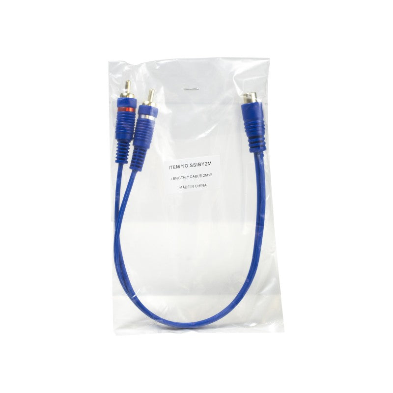 STINGER RCA Y ELE 2M-1F BLUE INTERCONNECTS (6")