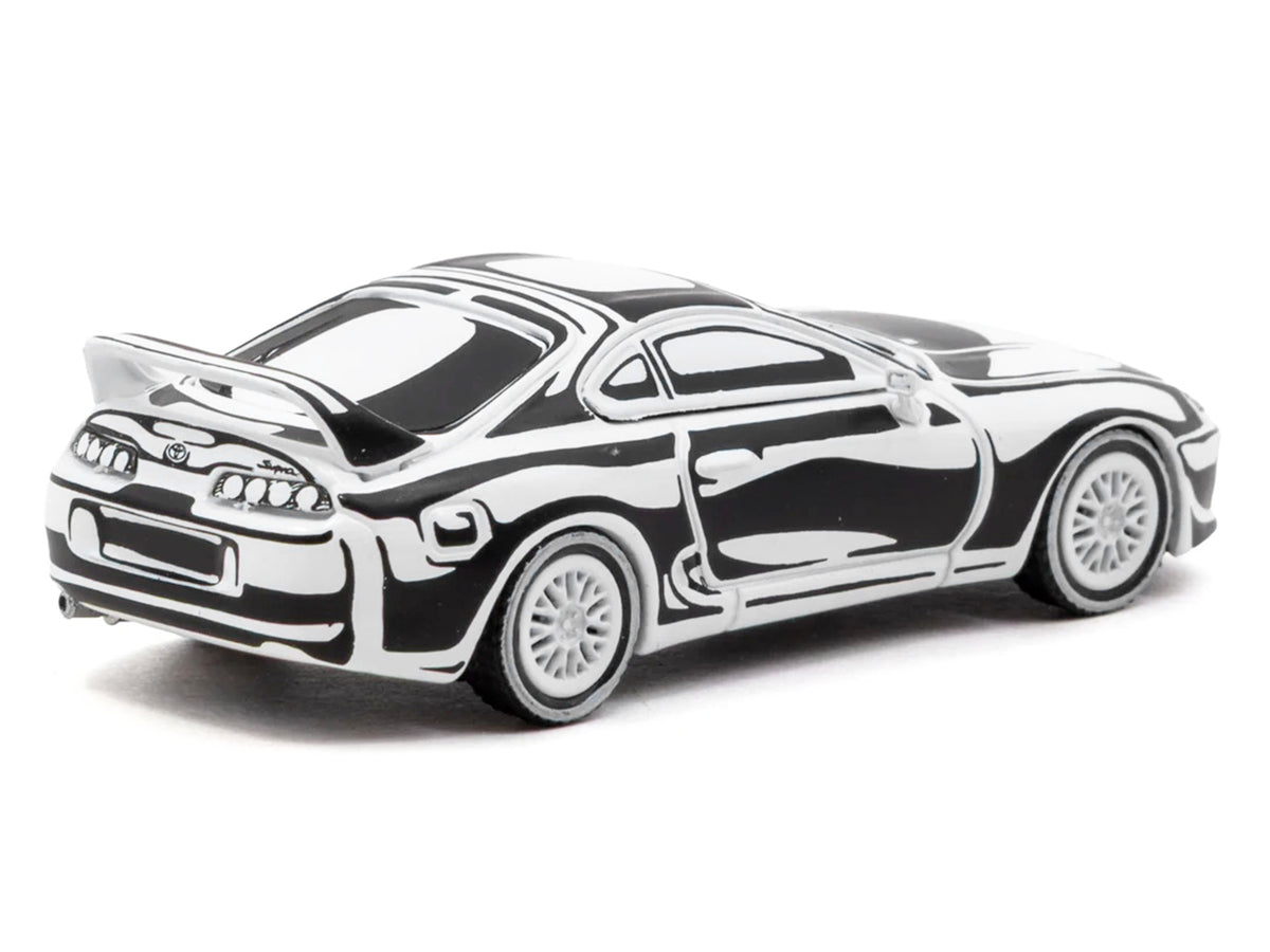Toyota Supra Black White 1/64 Diecast Model Car - Tarmac Works