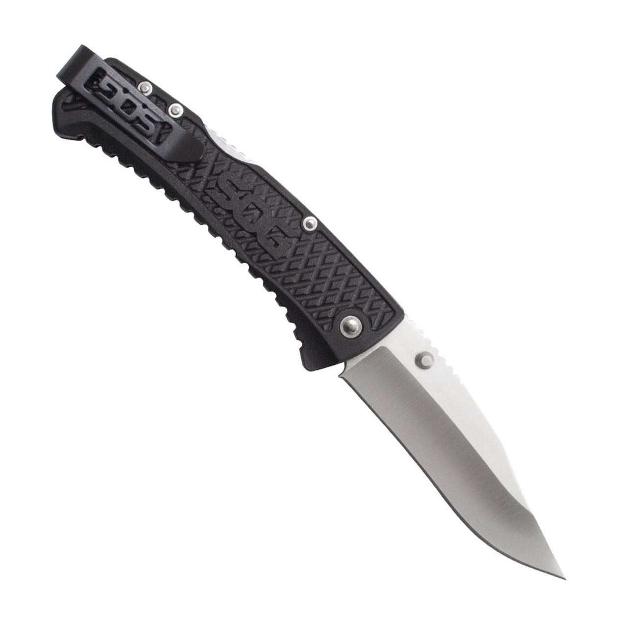 SOG Traction Folding Knife 3.5" Clip Point Plain Blade