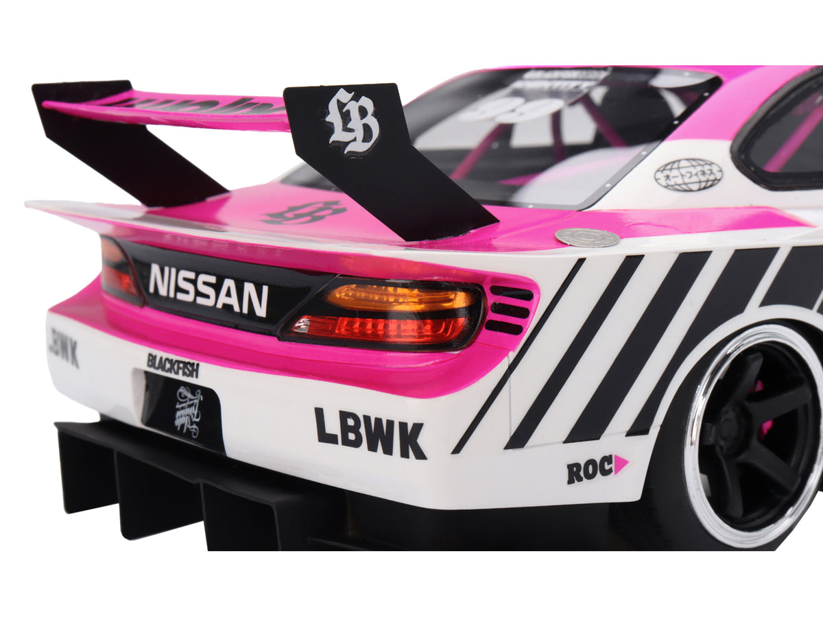 Nissan "LB-Super Silhouette" S15 SILVIA RHD #99 White and Pink 1/18 Model