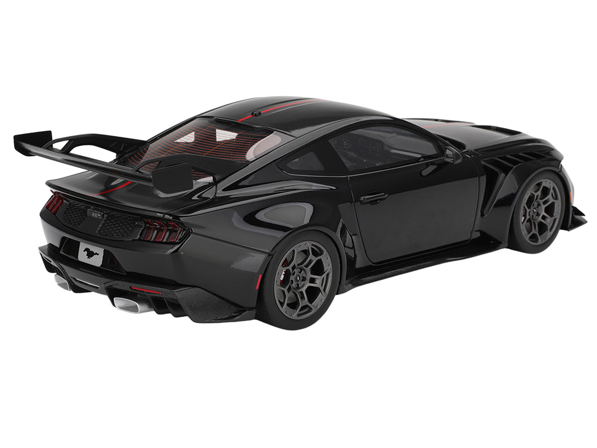Ford Mustang GTD Shadow Black with Red Stripe 1/18 Model by Top Speed