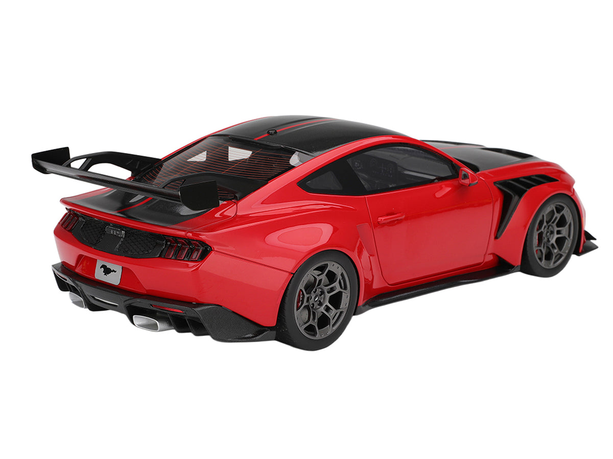 Ford Mustang GTD Race Red and Carbon Fiber with Red Stripe 1/18 Model