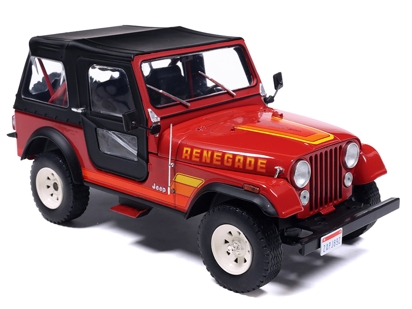 1983 Jeep Renegade Red with Stripes & Black Top 1/24 Diecast by IXO Models