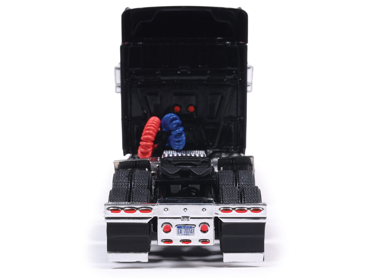 2010 International Lonestar Truck Tractor Black with Flame Graphics 1/64 Diecast