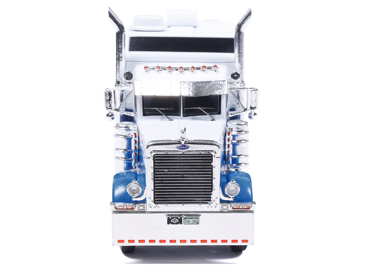 2002 Peterbilt 379 Truck Tractor White Blue 1/64 Diecast Model - Greenlight
