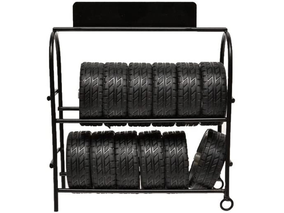 Metal Tire Rack with Rims and Tires for 1/24 Scale Models - American Diorama