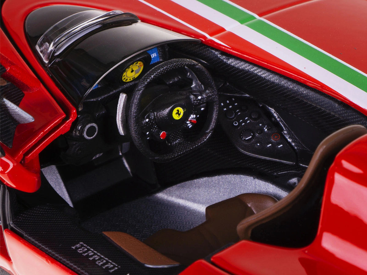 Ferrari Monza SP1 Red Italian Flag Stripes 1/18 Diecast Model Car - Bburago