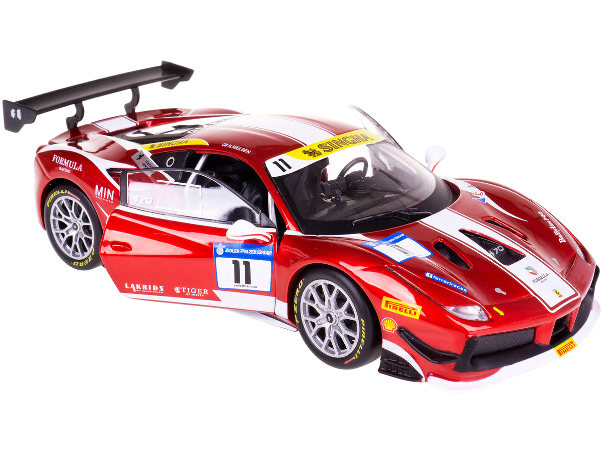 Ferrari 488 Challenge #11 Candy Red White 1/24 Diecast Model Car - Bburago