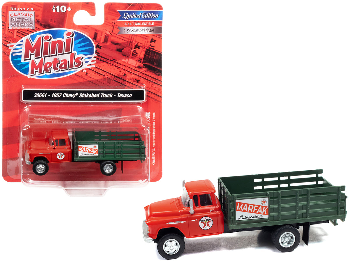 1957 Chevrolet Stakebed Truck Red "Texaco - Marfak Lubrication" 1/87 Scale Model