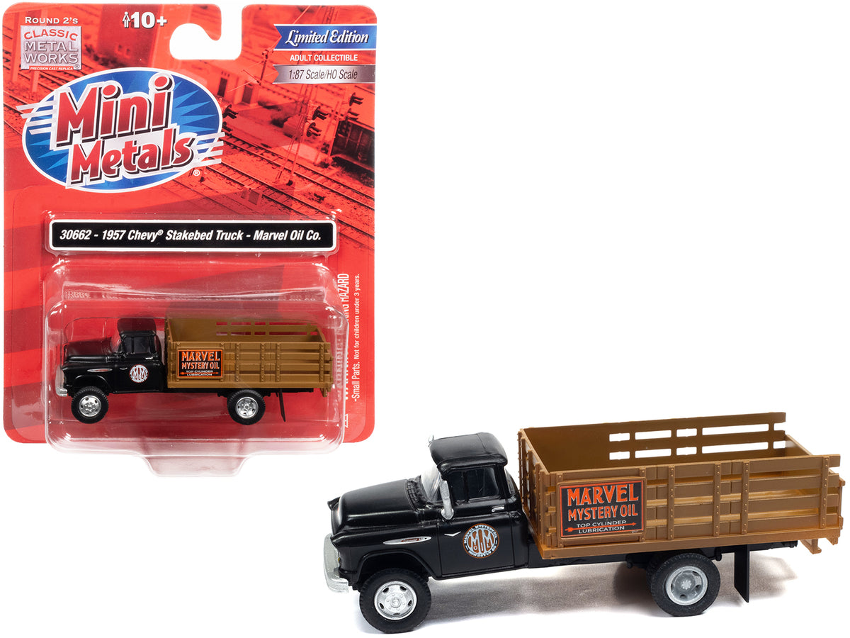 1957 Chevrolet Stakebed Truck Matt Black 1/87 Scale Model by Classic Metal Works