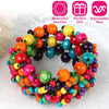 Multi-Color Wooden Beaded Stretchy Bracelet Colorful Exotic Style Elastic Brace