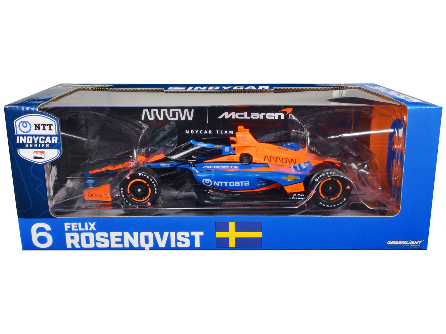 GreenLight Dallara IndyCar #6 Felix Rosenqvist "NTT DATA" Arrow McLaren Series" (2023) 1/18 Diecast Model Car by <h2>Dallara Greenlight</h2> <p>High-quality perfect for collectors and enthusiasts. Fea