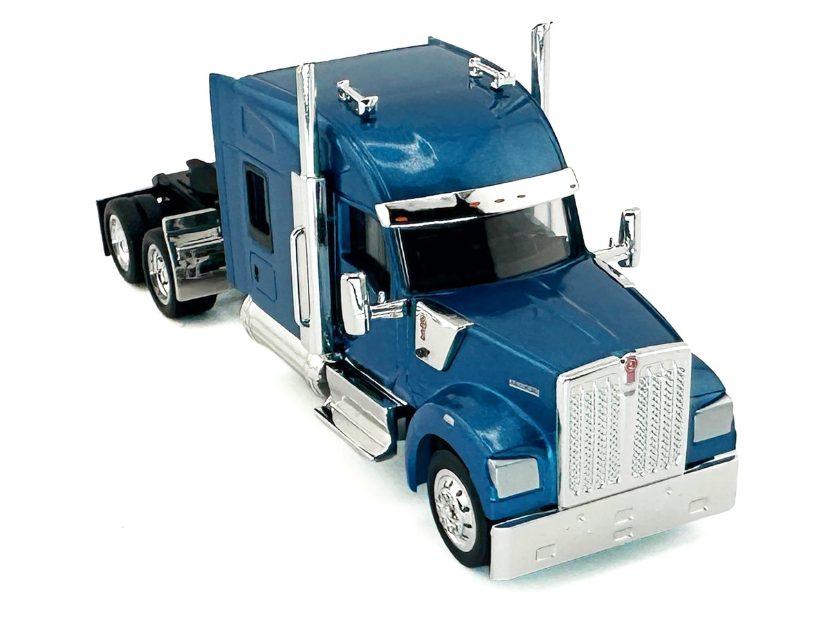 Kenworth W990 with Stand Up Sleeper Cab Blue Metallic 1/87 (HO) Plastic Model