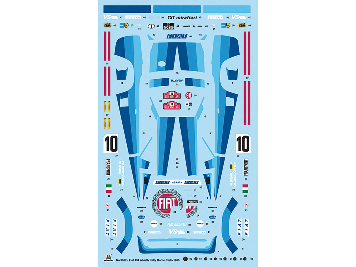 Skill 3 Model Kit Fiat 131 Abarth Rally #10 Winner Montecarlo Rally 1/24 Scale
