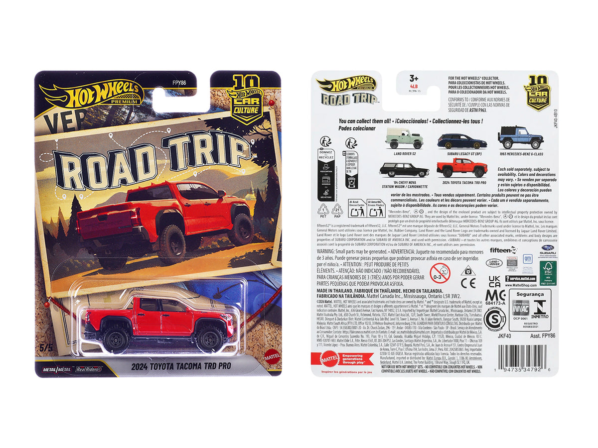 2024 Toyota Tacoma TRD PRO Pickup Truck Red Diecast Model - Hotwheels