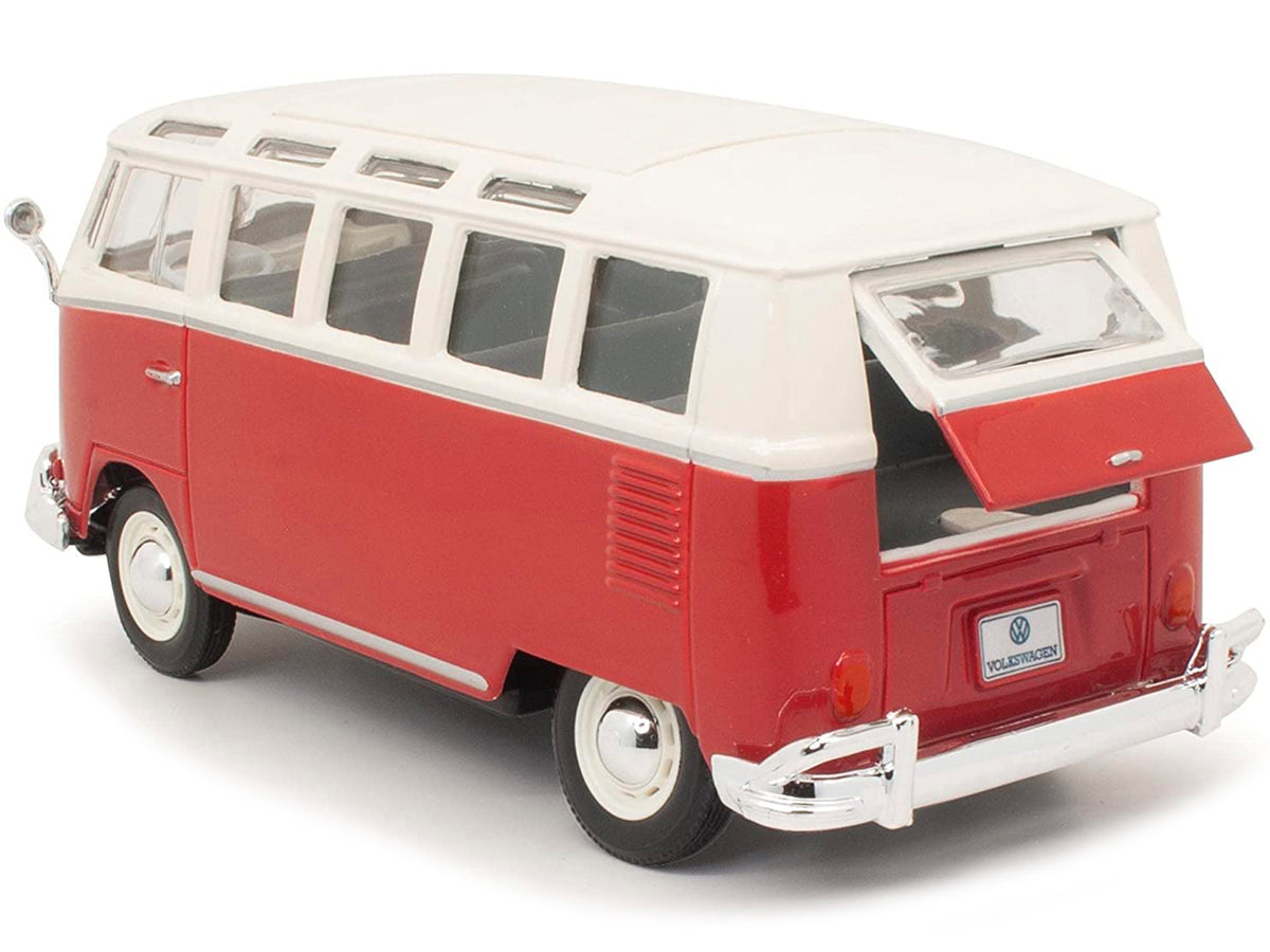 Volkswagen Van Samba Bus Red and White 1/25 Diecast Model - Maisto