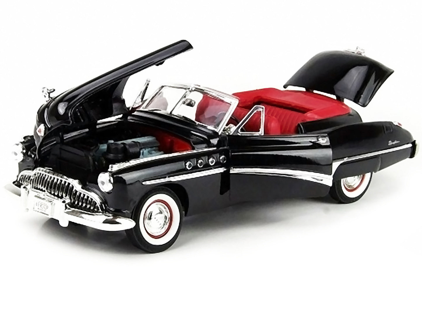 1949 Buick Roadmaster Black with Red Interior 1/18 Diecast Model Car by Motormax <h2>1949 Motormax</h2> <p>High-quality perfect for collectors and enthusiasts. Features detailed exterior craftsmanship