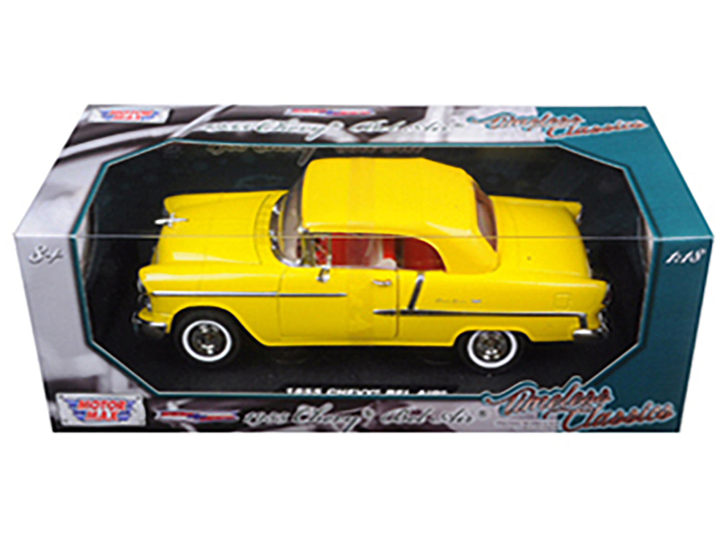 1955 Chevrolet Bel Air Convertible Soft Top Yellow "Timeless Classics" 1/18 Diecast Model Car by Motormax