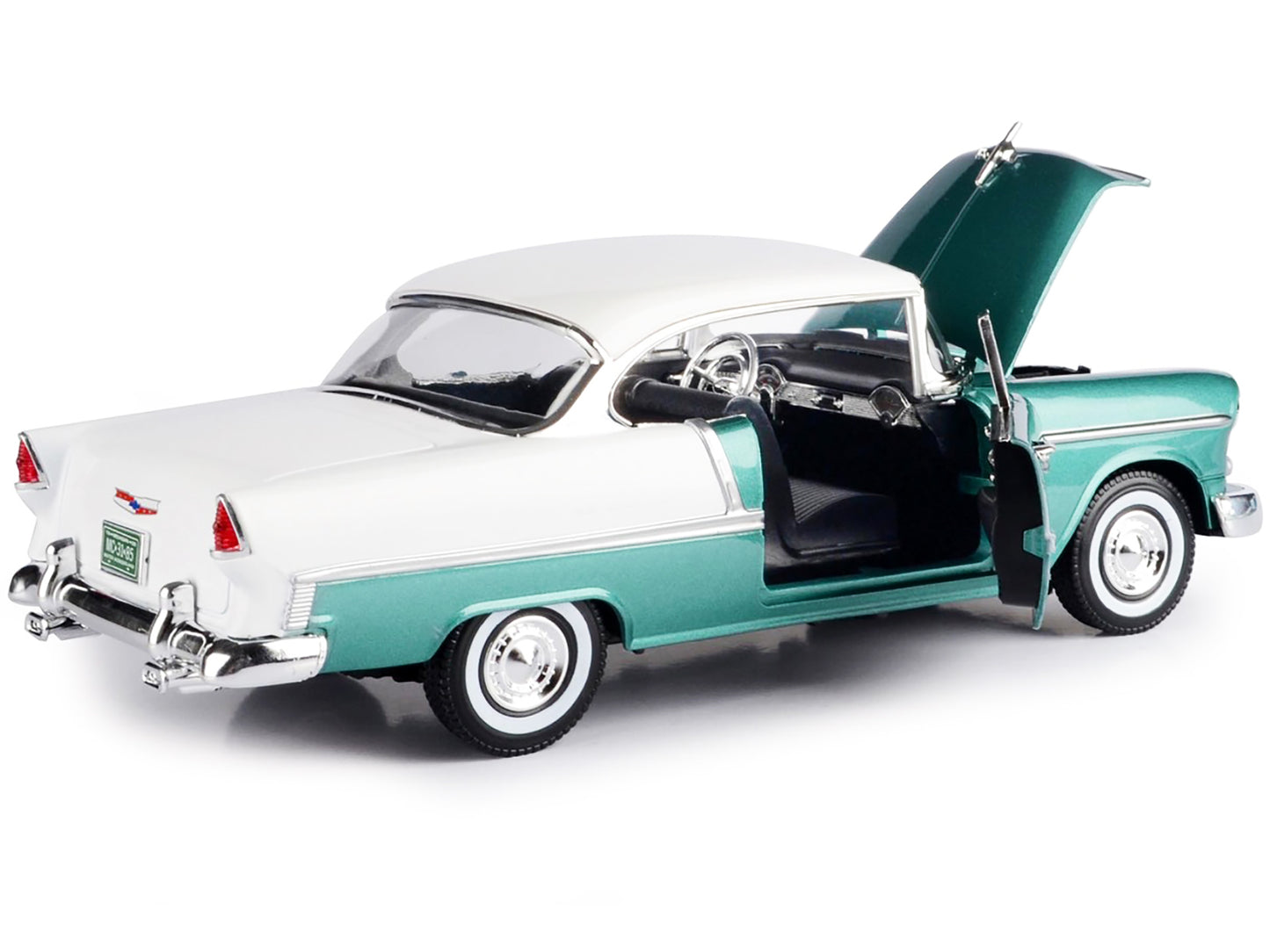 1955 Chevrolet Bel Air Hard Top Green Metallic and White 1/18 Diecast Model Car by Motormax <h2>1955 Motormax</h2> <p>High-quality perfect for collectors enthusiasts. Features detailed interior exteri