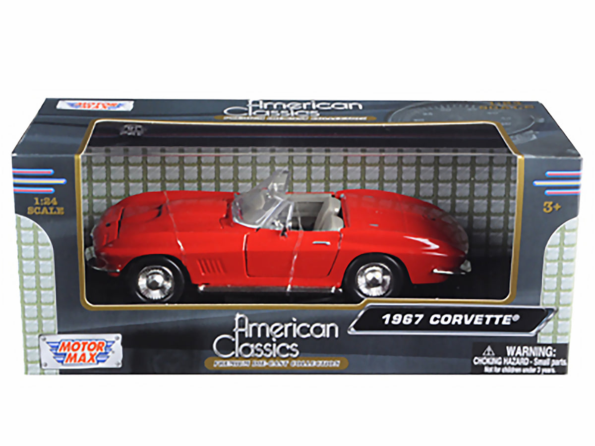 1967 Chevrolet Corvette Convertible Red 1/24 Diecast Model Car - Motormax