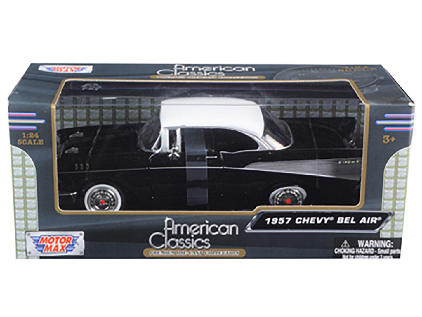 1957 Chevrolet Bel Air Black with White Top 1/24 Diecast Model Car by Motormax <h2>1957 Motormax</h2> <p>High-quality perfect for collectors and enthusiasts. Features detailed interior exterior crafts