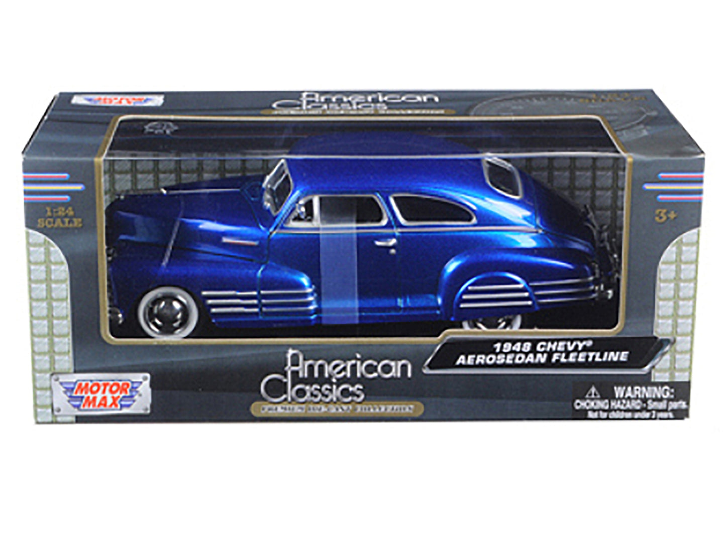 1948 Chevrolet Aerosedan Fleetline Blue 1/24 Diecast Model Car by Motormax