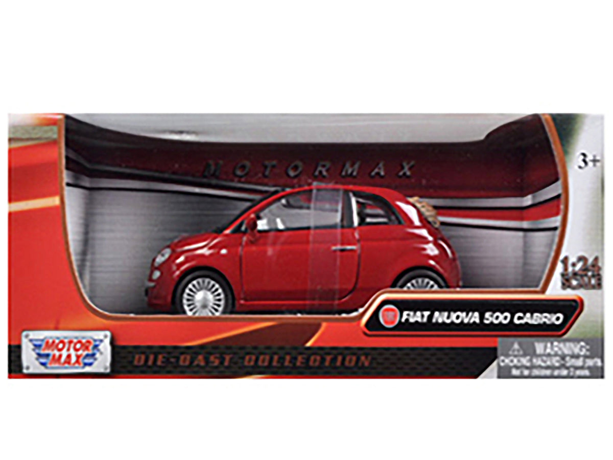 Fiat 500 Nuova Cabrio Red 1/24 Diecast Model Car - Motormax