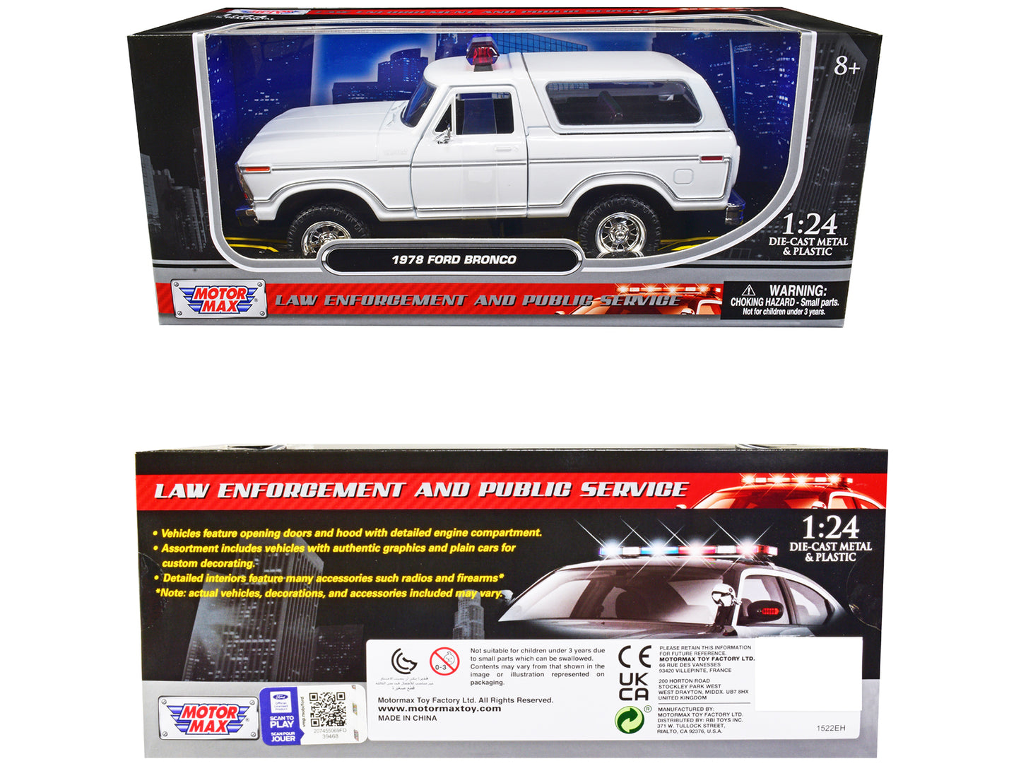 1978 Ford Bronco Police Car Unmarked White "Law Enforcement and Public Service" Series 1/24 Diecast Model by Motormax <h2>1978 Motormax</h2> <p>High-quality perfect for collectors enthusiasts. Feature