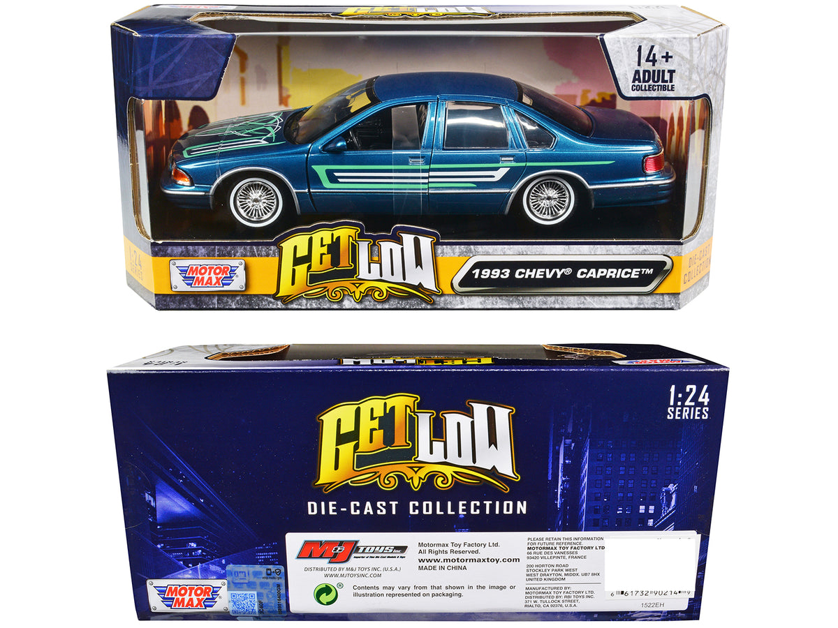 1993 Chevrolet Caprice Lowrider Blue Metallic 1/24 Diecast Model Car - Motormax