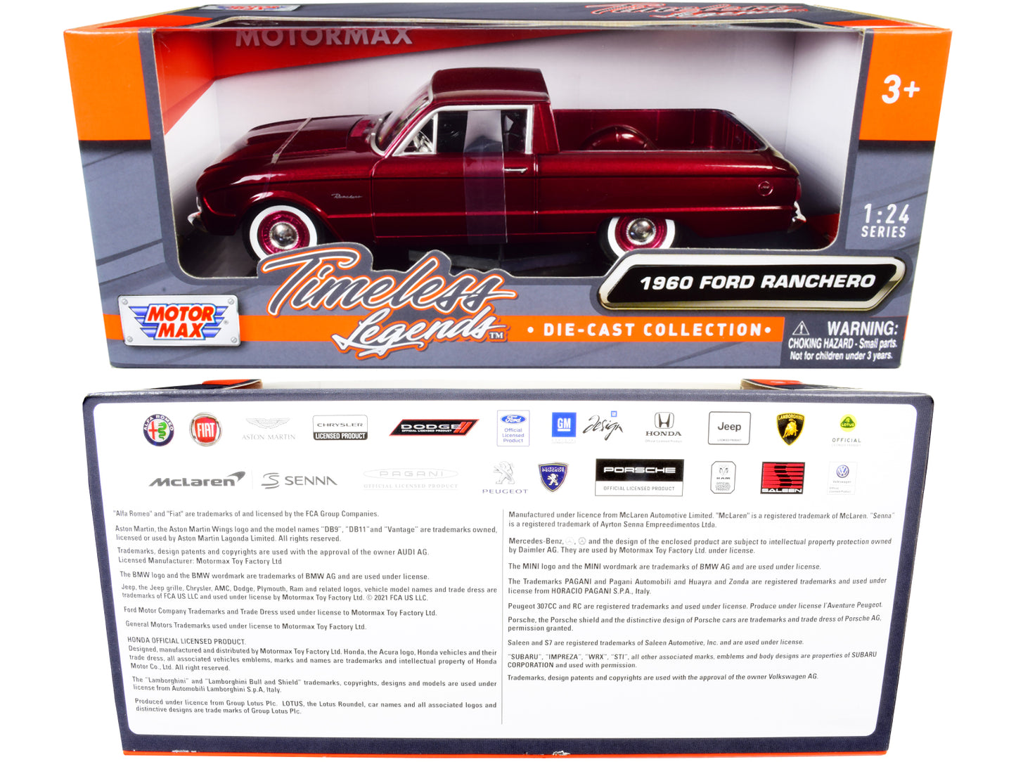 1960 Ford Ranchero Pickup Burgundy Metallic 1/24 T&y Diecast Model Car by Motormax
