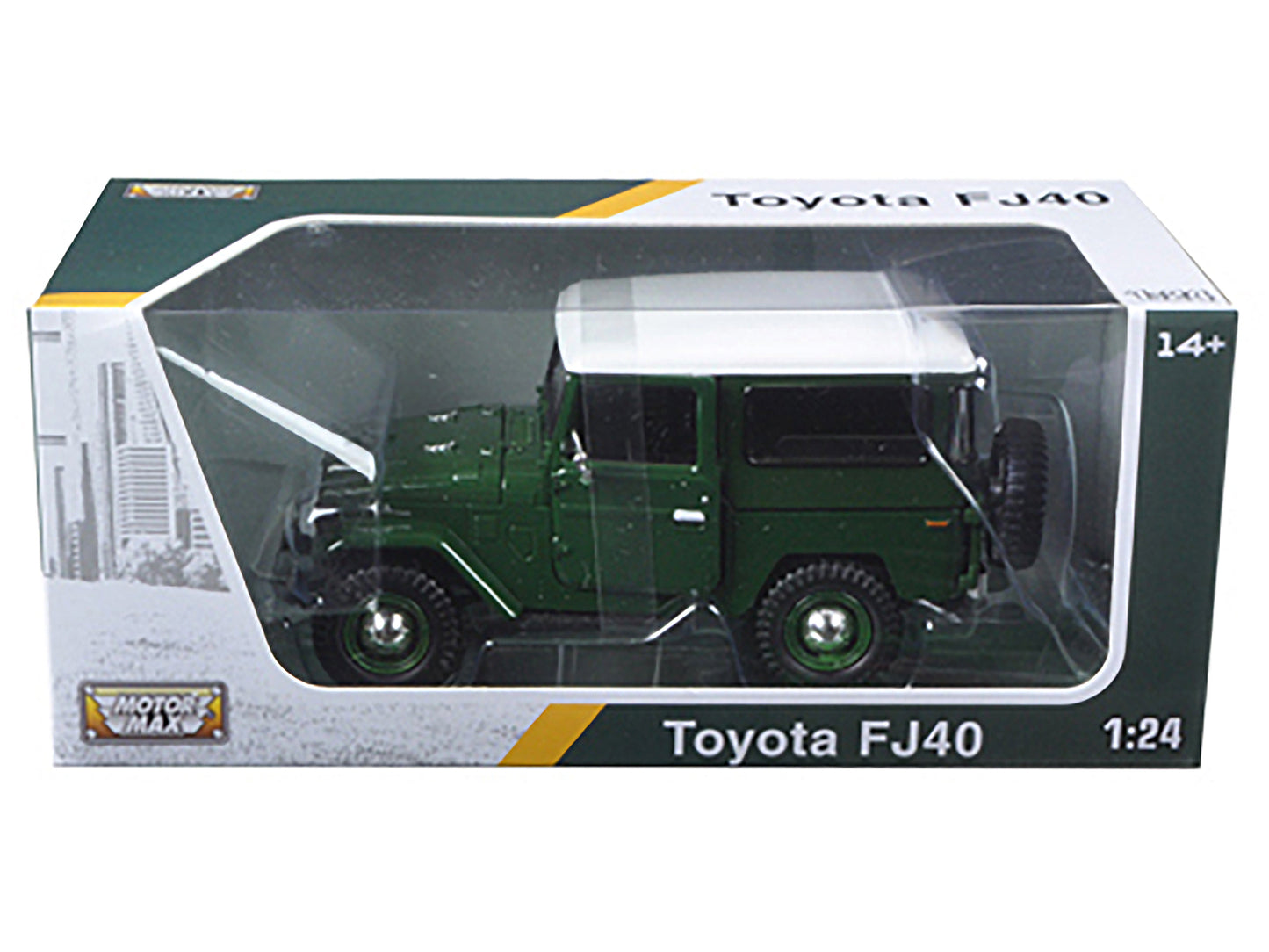 Toyota FJ40 Dark Green with White Top 1/24 Diecast Model Car by Motormax