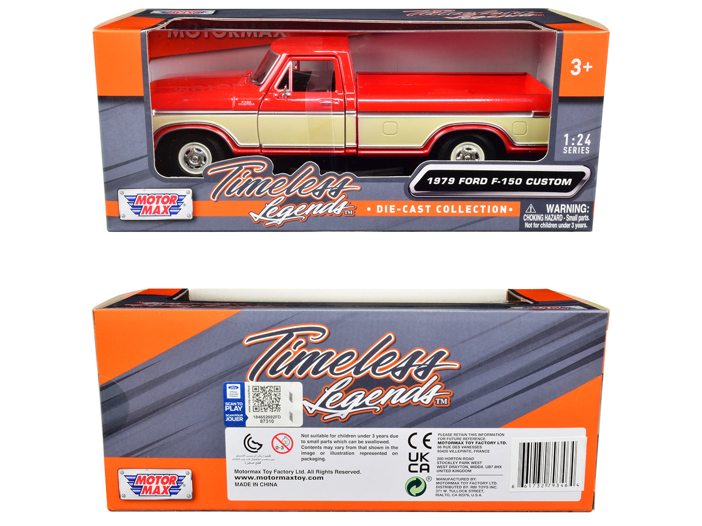1979 Ford F-150 Pickup Truck Red and Cream 1/24 Diecast Model Car by Motormax <h2>1979 Motormax</h2> <p>High-quality perfect for collectors enthusiasts. Features detailed interior exterior craftsmansh