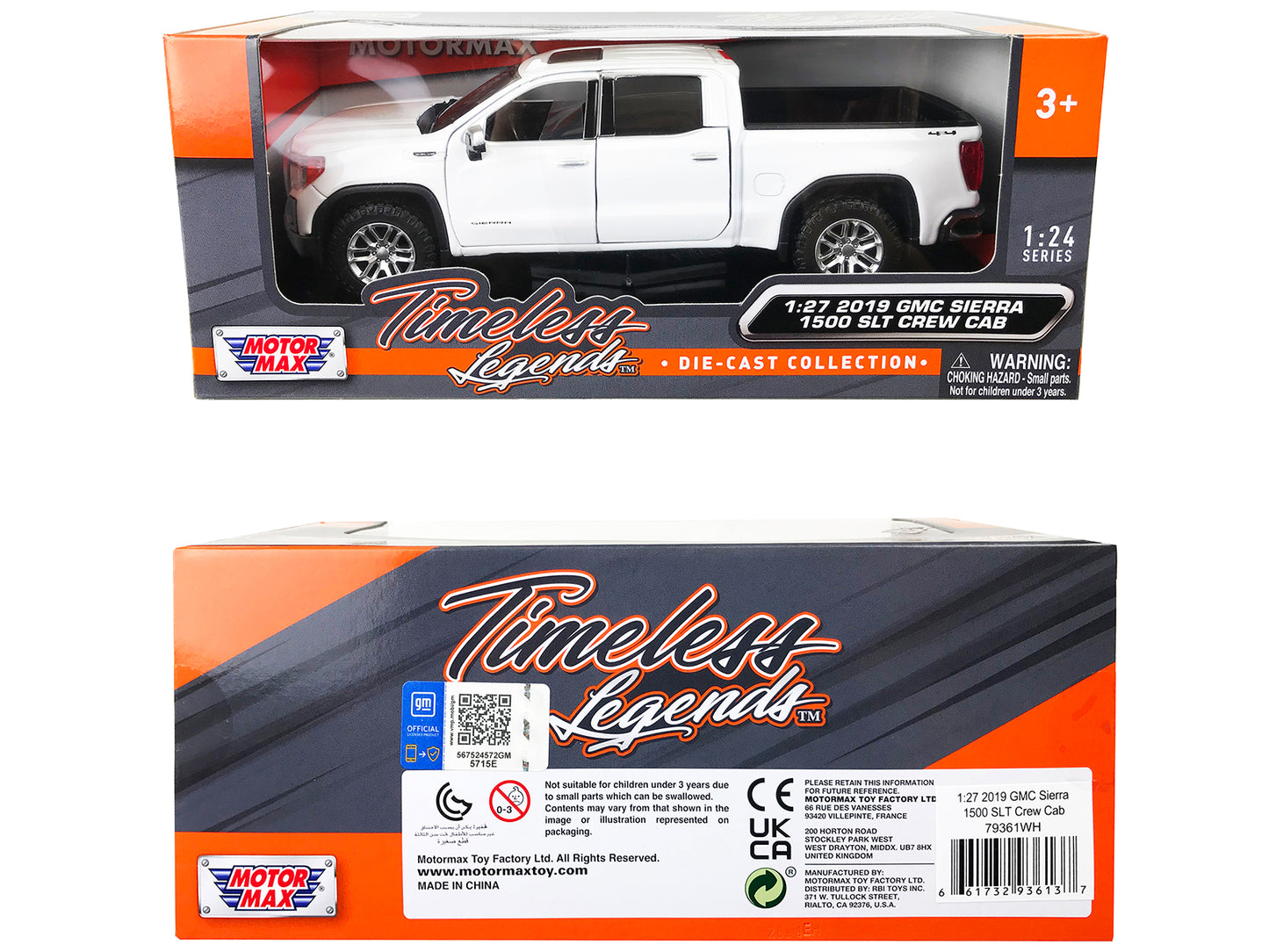 2019 GMC Sierra 1500 SLT Crew Cab 4x4 Pickup Truck with Sunroof White "Timeless Legends" Series 1/24-1/27 Diecast Model Car by Motormax <h2>2019 Motormax</h2> <p>High-quality perfect for collectors an
