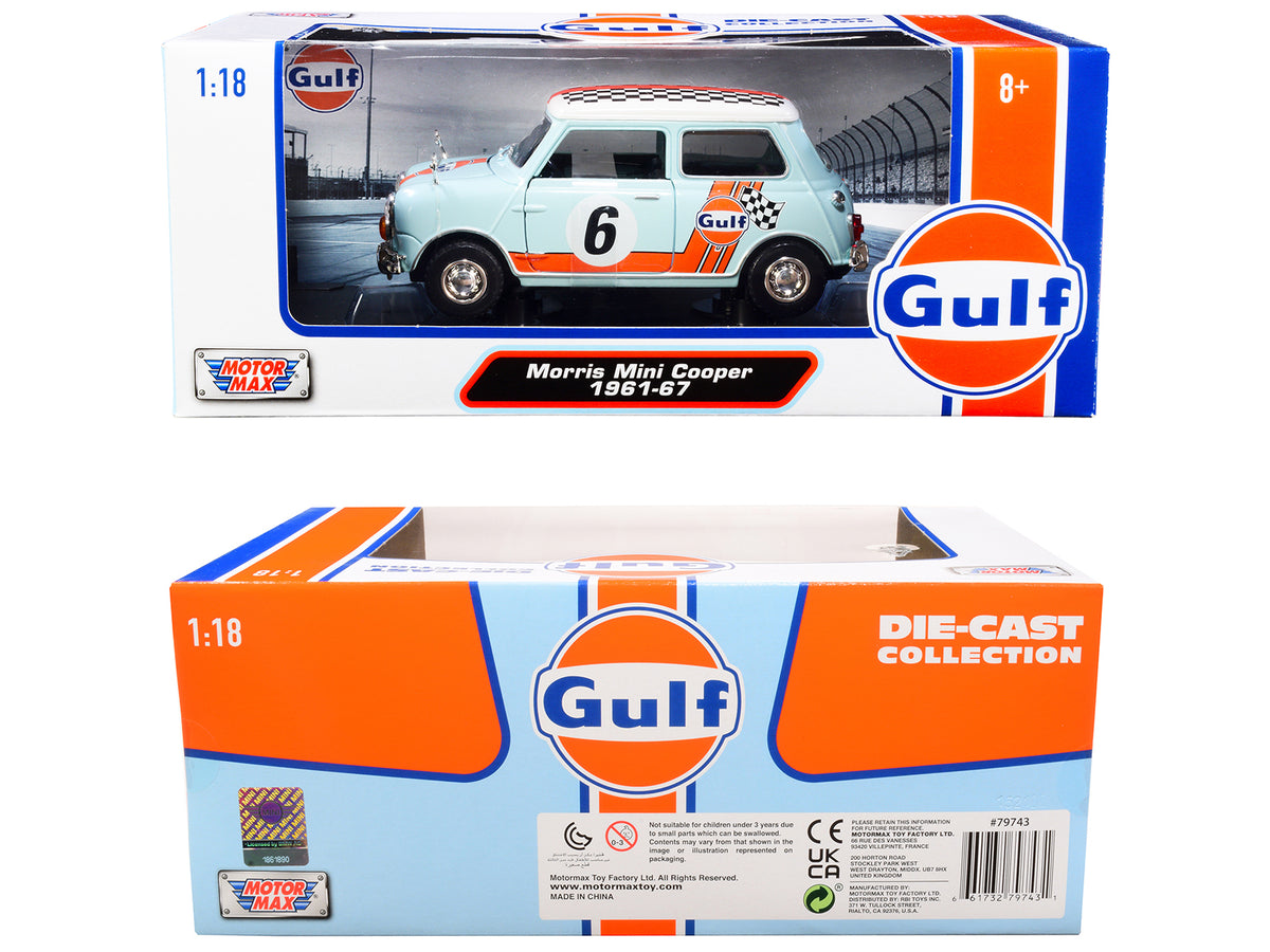 1961-1967 Morris Mini Cooper RHD #6 Light Blue 1/18 Diecast Model Car - Motormax