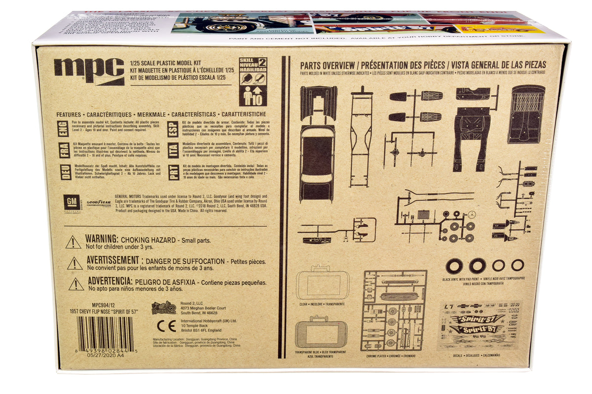 Skill 2 Model Kit 1957 Chevrolet Gasser Flip Nose Spirit 57 1/25 Scale Model
