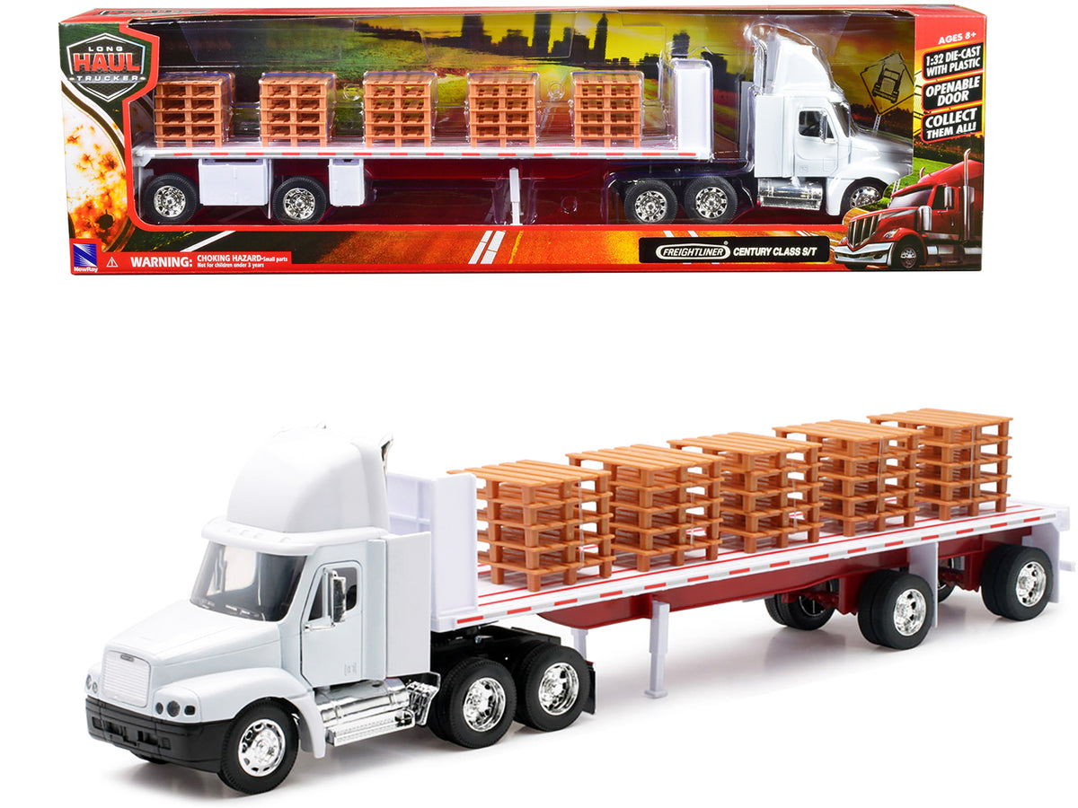 Freightliner Century Class S/T Flatbed Truck White 1/32 Diecast Model - New Ray
