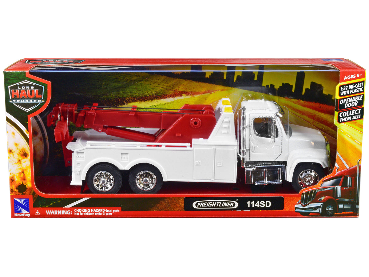 Freightliner 114SD Tow Truck White Red 1/32 Diecast Model - New Ray